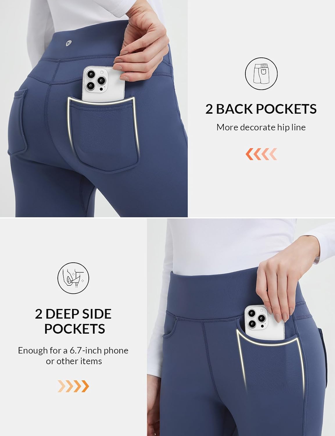 baleaf Women's Thick Fleece Lined Leggings Winter Warm Jeggings Water Resistant High Waisted Tights Snow Pants 4 Pockets - Image 6