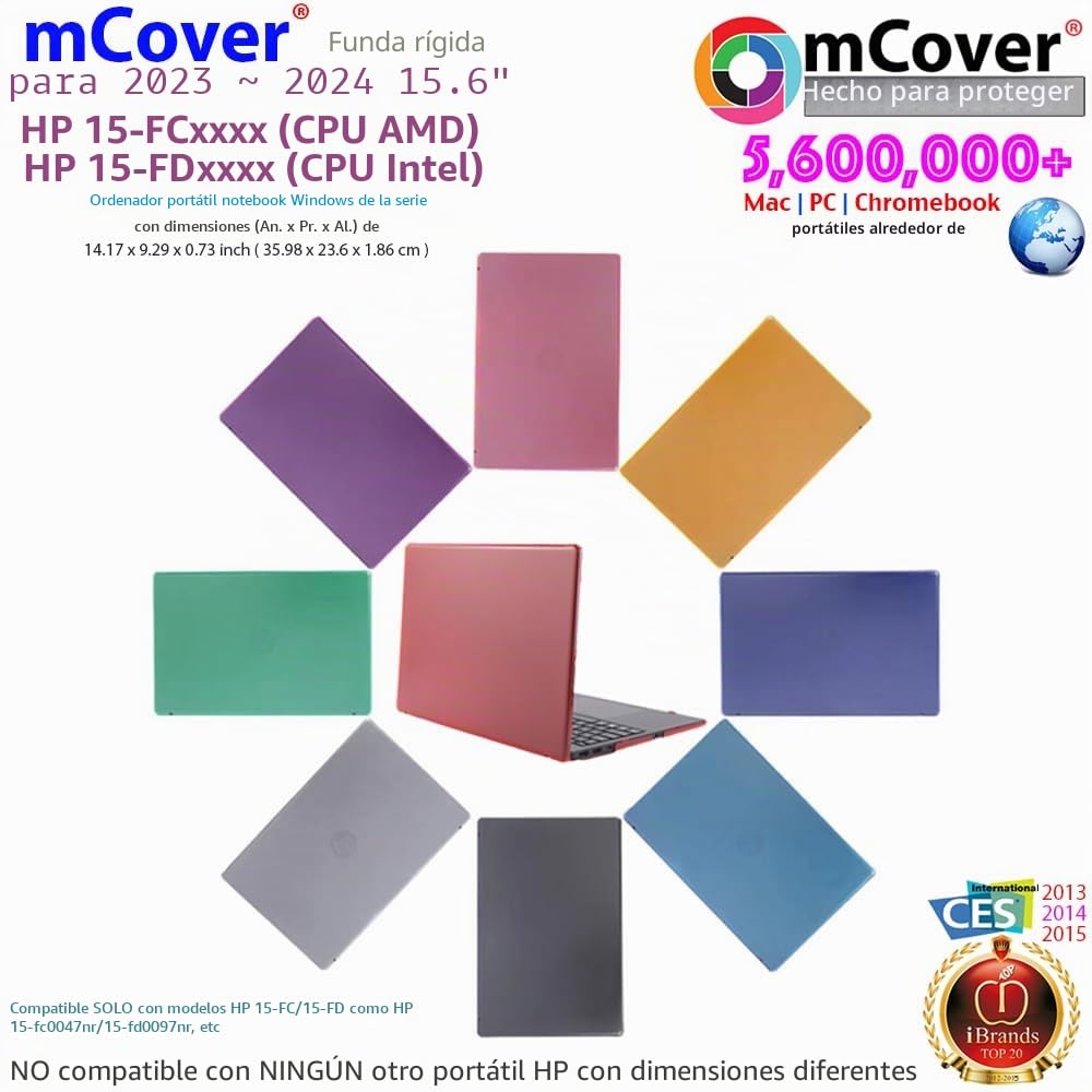 mCover Funda Compatible Solo para Laptop HP de 15.6 Pulgadas 15-FCxxxx / 15-FDxxxx / 250 G10 Series 2023-2024 (no es Compatible con ningún Otro Modelo de Laptop HP), Color Negro