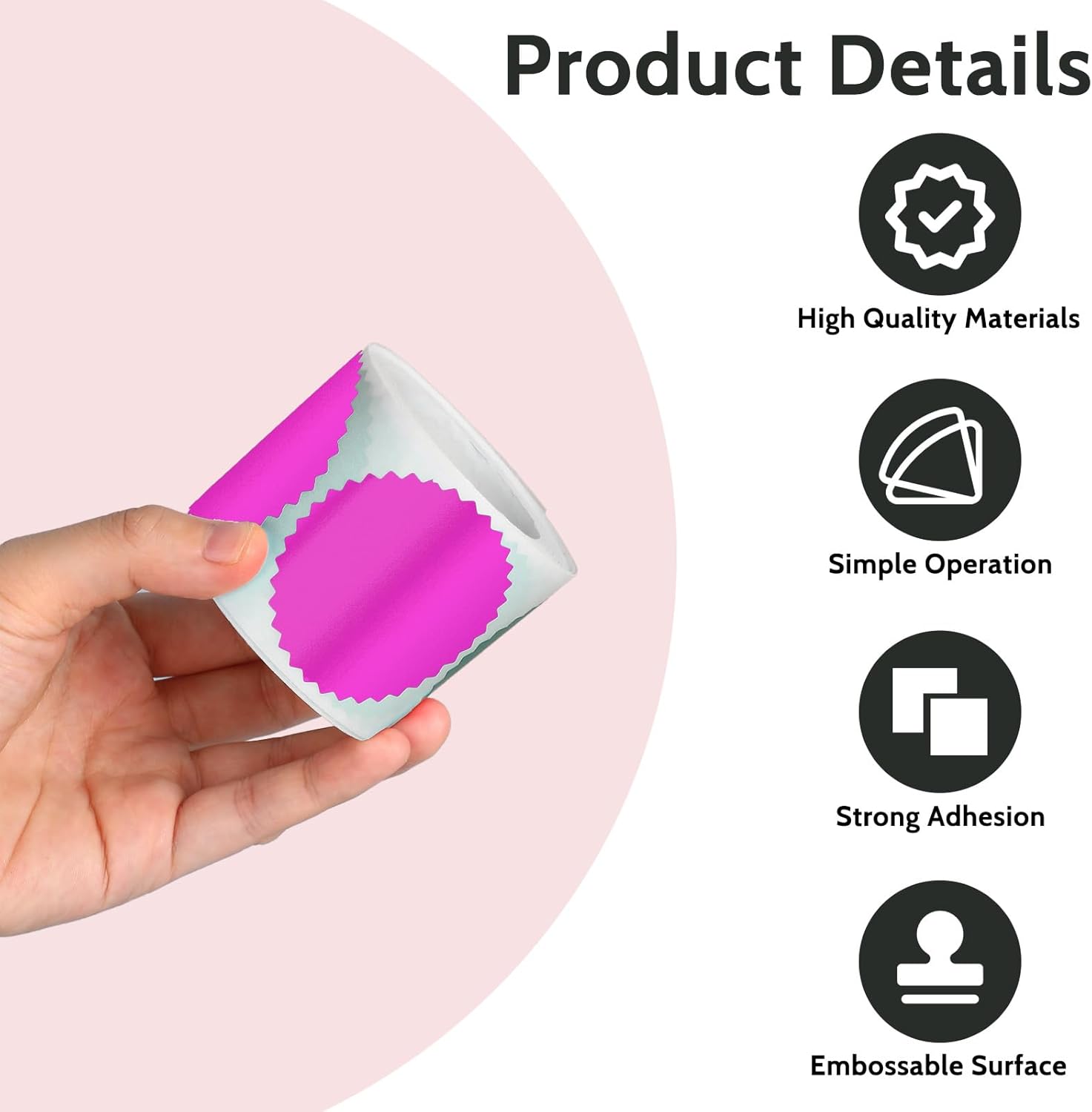 Embossing Stickers 2" Round Labels Purple Foil Blank Stickers Metallic Seals for Package, Graduation, Wedding Envelope, Certificate Wafer Seals with Serrated Edge 250 Sticker Per Roll - Image 3