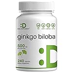 DEAL SUPPLEMENT Ginkgo Biloba 500mg Per Serving, 240 Capsules, 4 Month Supply - Grown in Northern Asia - Extra Strength, Promotes Brain Function