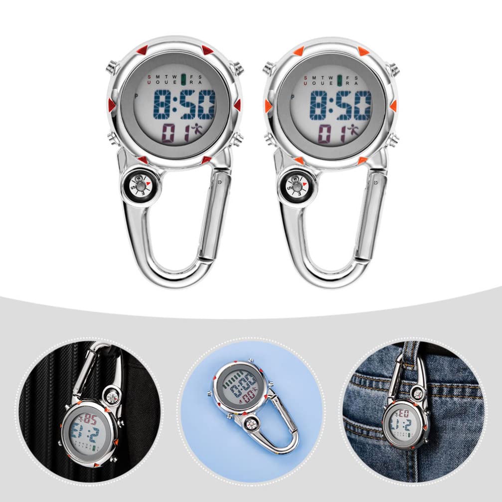 Hemobllo Leuchtende Clip Uhr aus Metall für Outdoor Abenteuer, 2 Stück