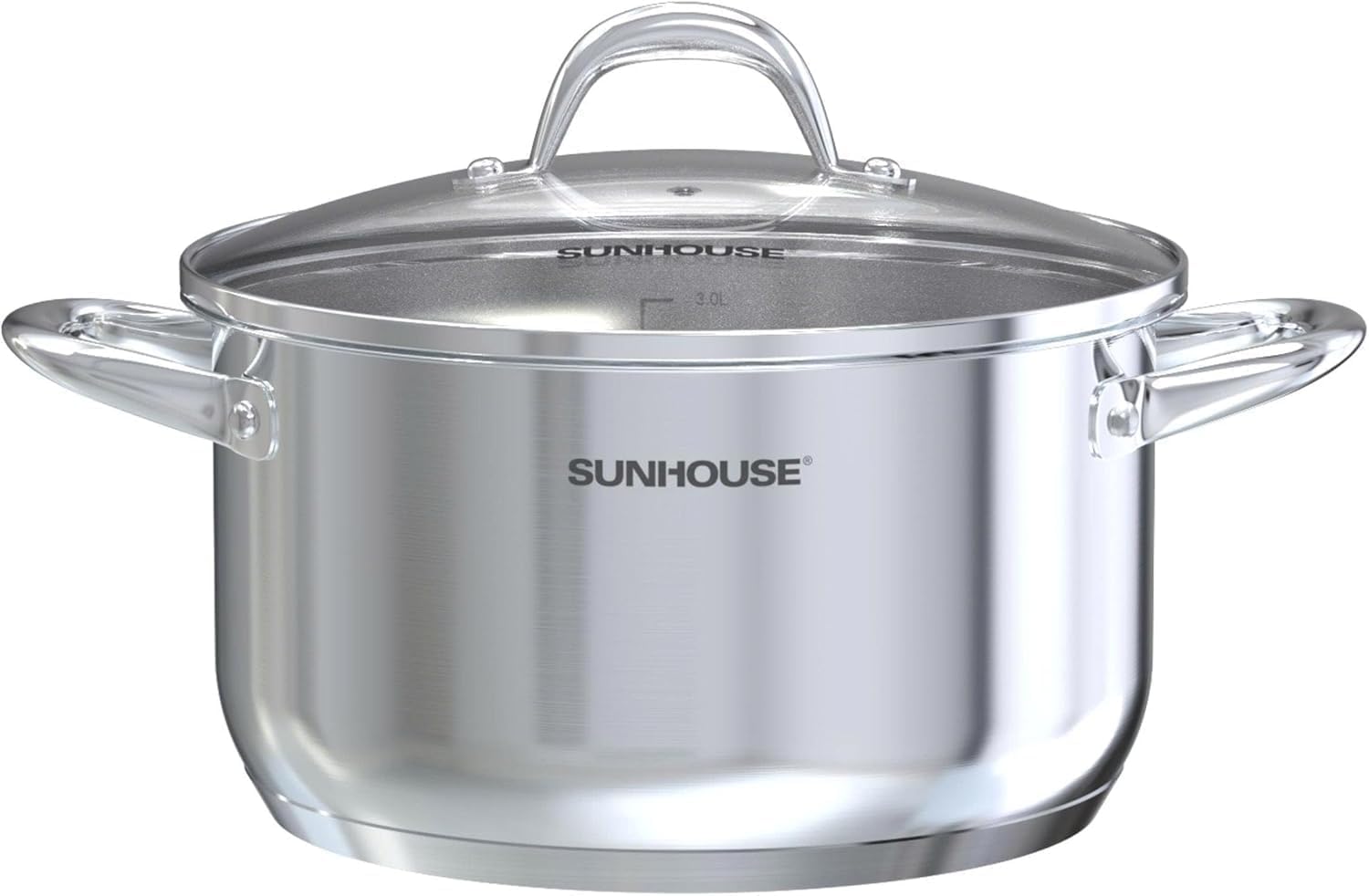 Sunhouse Stock Pot with Lid - 7 QT Large Pot for Cooking Pasta, Soup, Spaghetti - Impact Bonding Base Big Stainless Steel Pots for Canning, Boiling - Oven Safe & Induction Compatible Cookware