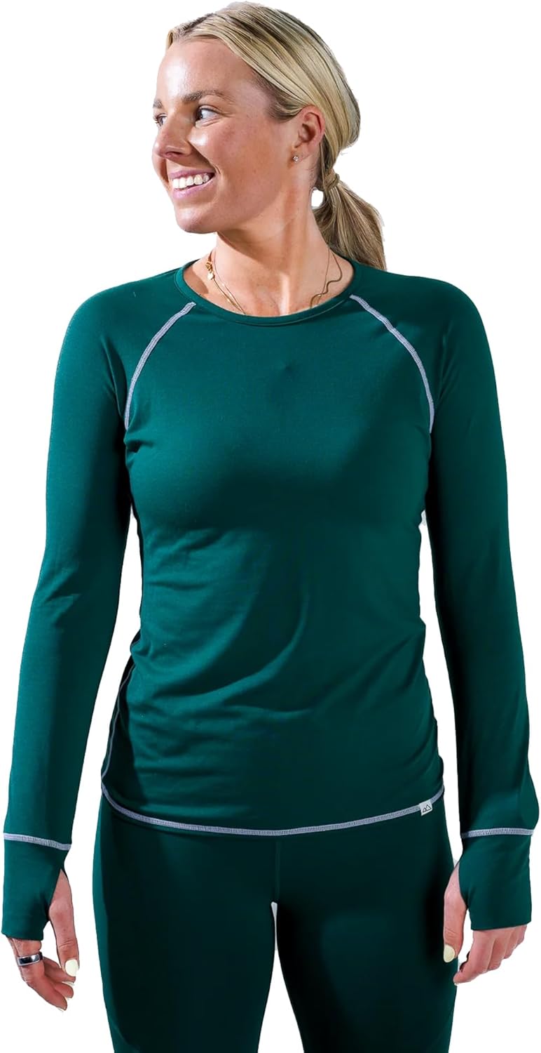Wild Rye Women’s Evie Raglan Lite, Lightweight Merino Wool Blend Base Layer Long Sleeve Top for Skiing, Hiking & Camping
