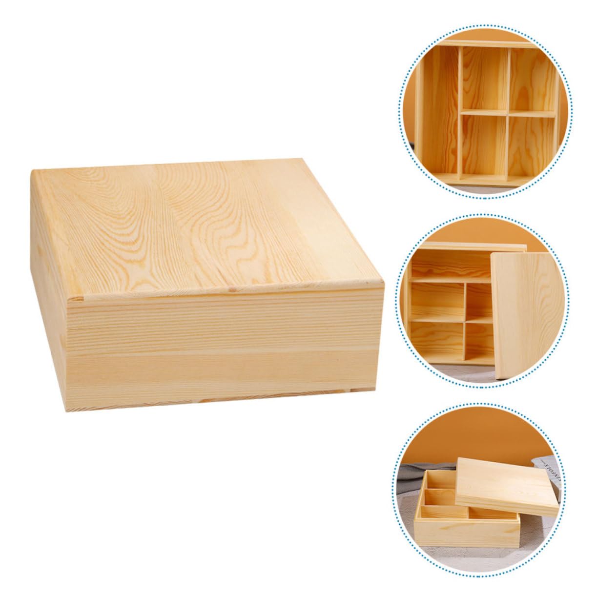 Caja Organizadora de Bolsitas de Té de Madera Beige para Hogar | Compartimentos para Sugar Packets y Tea Bags, Uso en Office Kitchen, Fácil de Llevar