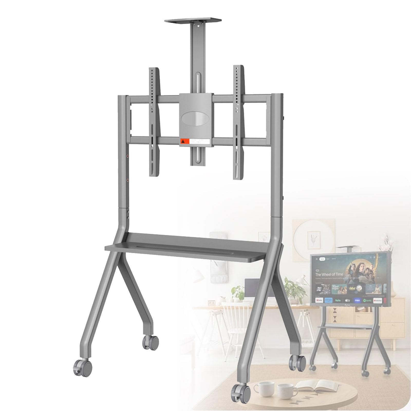 Mobiler Smartboard-Ständer – Verstellbarer Boden-TV-Regal mit feststellbaren Rädern für Büro/Klassenzimmer