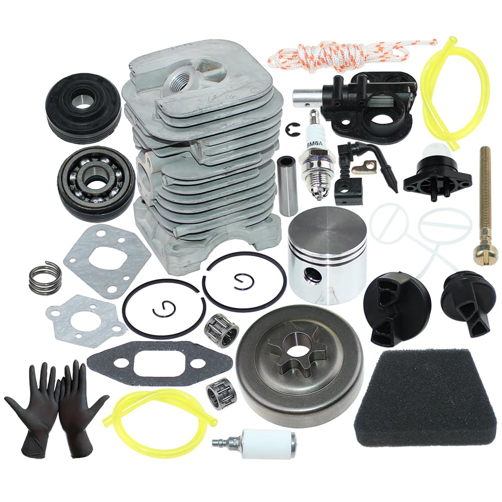 Kit de pistón de cilindro para Poulan 1900, 1950, 1975, 2025, 2050, 2055, 2075, 2150, 2155, 2175, 2250, 2350, 2375, 2450, 2555, BH2160. BH26600 220, 221, 222, 230, 260, 262, SM4018, PPB1634LE