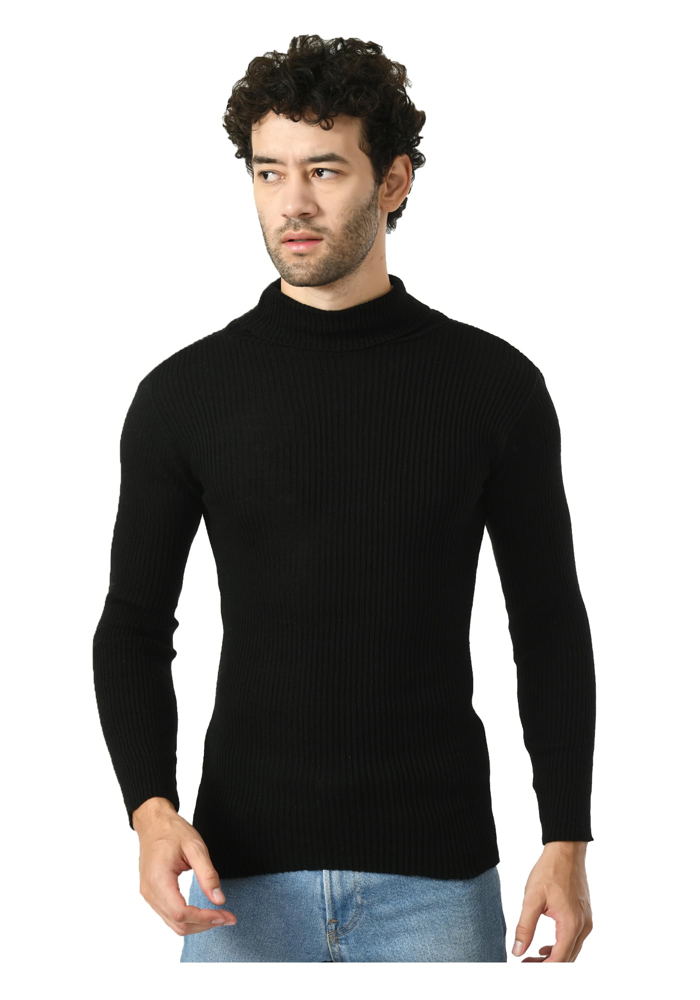 indi weaves Men Super Warm Wool Solid Full Sleeve High Neck Pullover Skivvy for Winter (Pack of 1) Black-picture-48