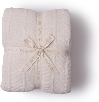 Barefoot Dreams CozyChic Herringbone Bed Blanket, Cream, Full/Queen