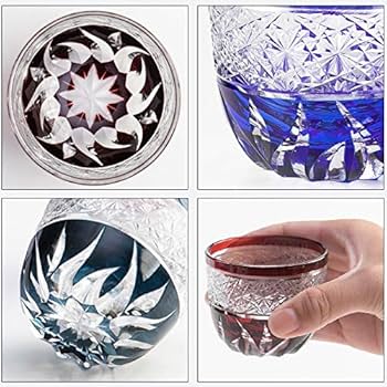 Amazon.co.jp: みよし漆器本舗 切子ぐい呑み盃 ペアセット 切子