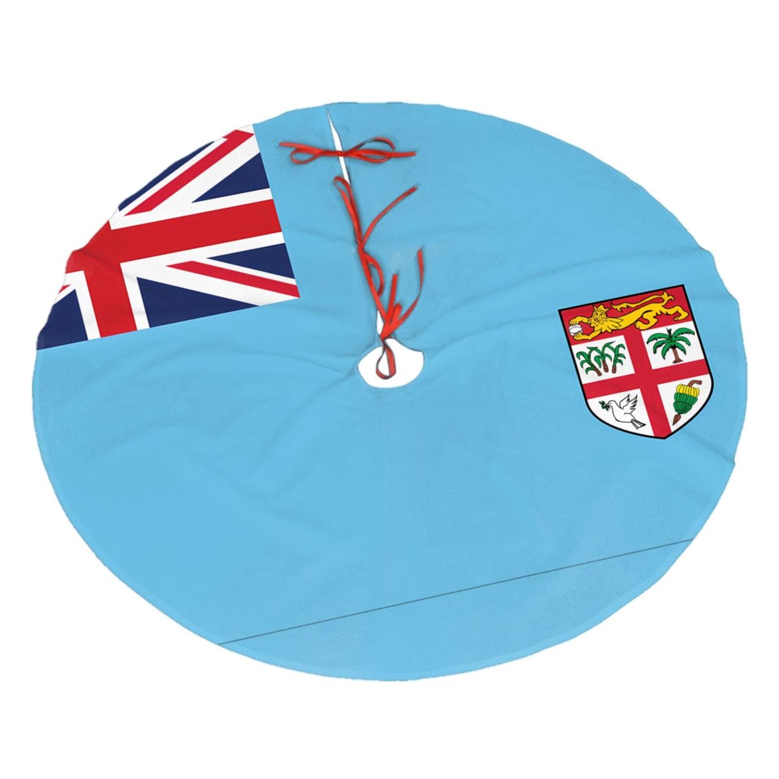 Fiji Flag30 Christmas Tree Skirt Christmas Plush Tree Skirt Indoor and Outdoor Decoration