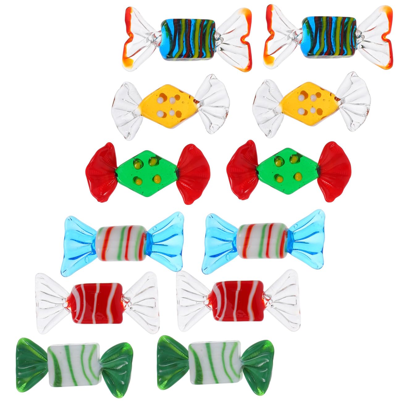 CALLARON Lot de 12 décorations de bureau en forme de bonbon - Décoration créative en verre de style mixte - Accessoire chic pour fête et décoration extérieure - Style aléatoire