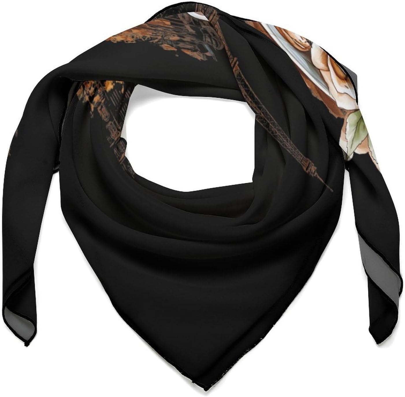 Coffee Paris Eiffel Tower Like Silk Bandanas Womens Head Scarf 27 Inch Hair Scarves Funny Printed