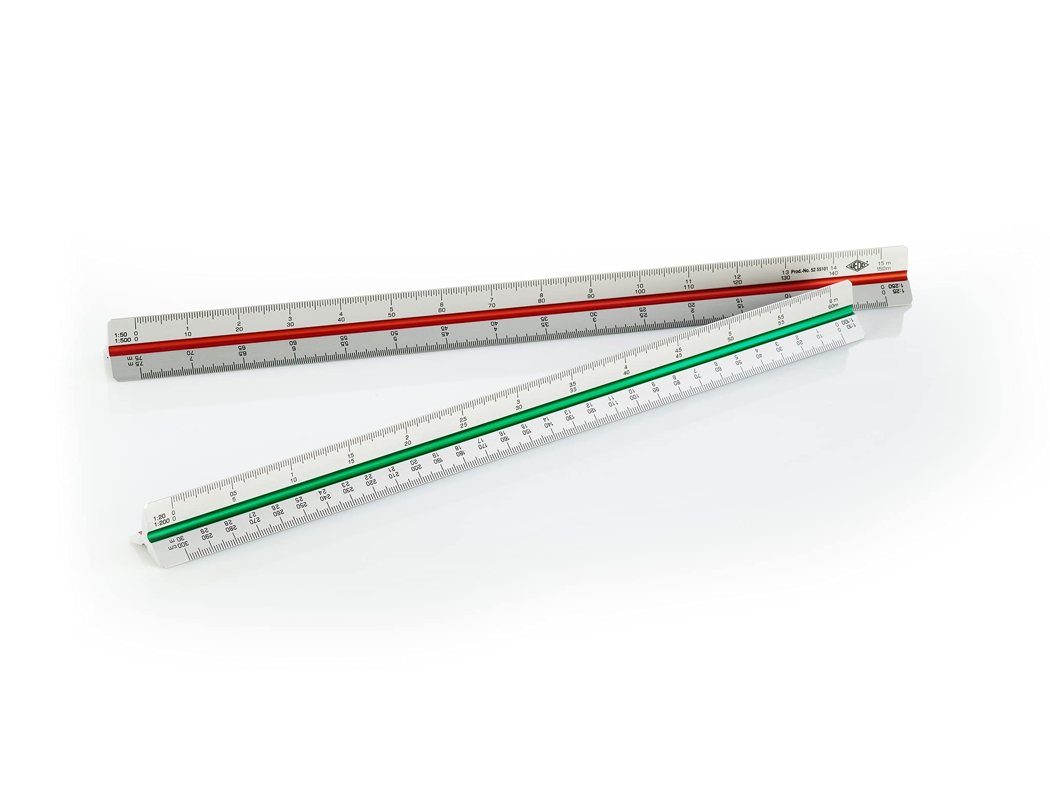 Wedo 05255101 Aluminiowa linijka trójkątna, zielona/czerwona