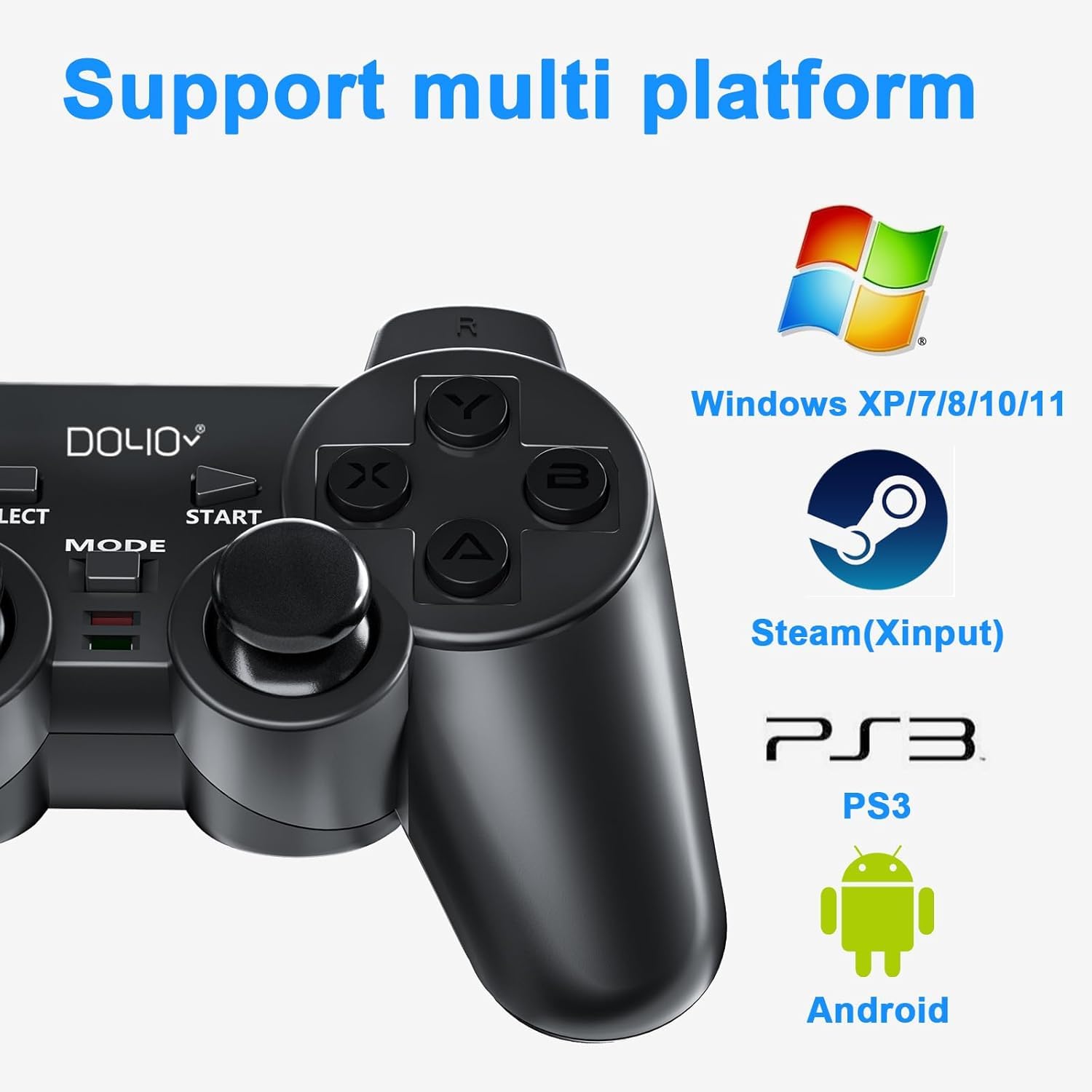 DOYO controller with logos for Windows, Steam, PS3, and Android