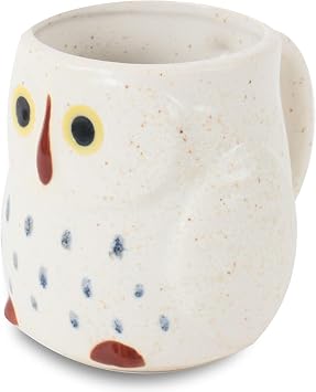Mino ware Japanese Pottery Mug Cup Owl Shape Large made in Japan Japan Import CPM027 Chiffon White