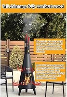 Vista 5 de Chiminea moderna chimenea al aire libre con chimenea, hoguera de acero laminado en frío con puerta de malla, chimenea para calefacción y cocina