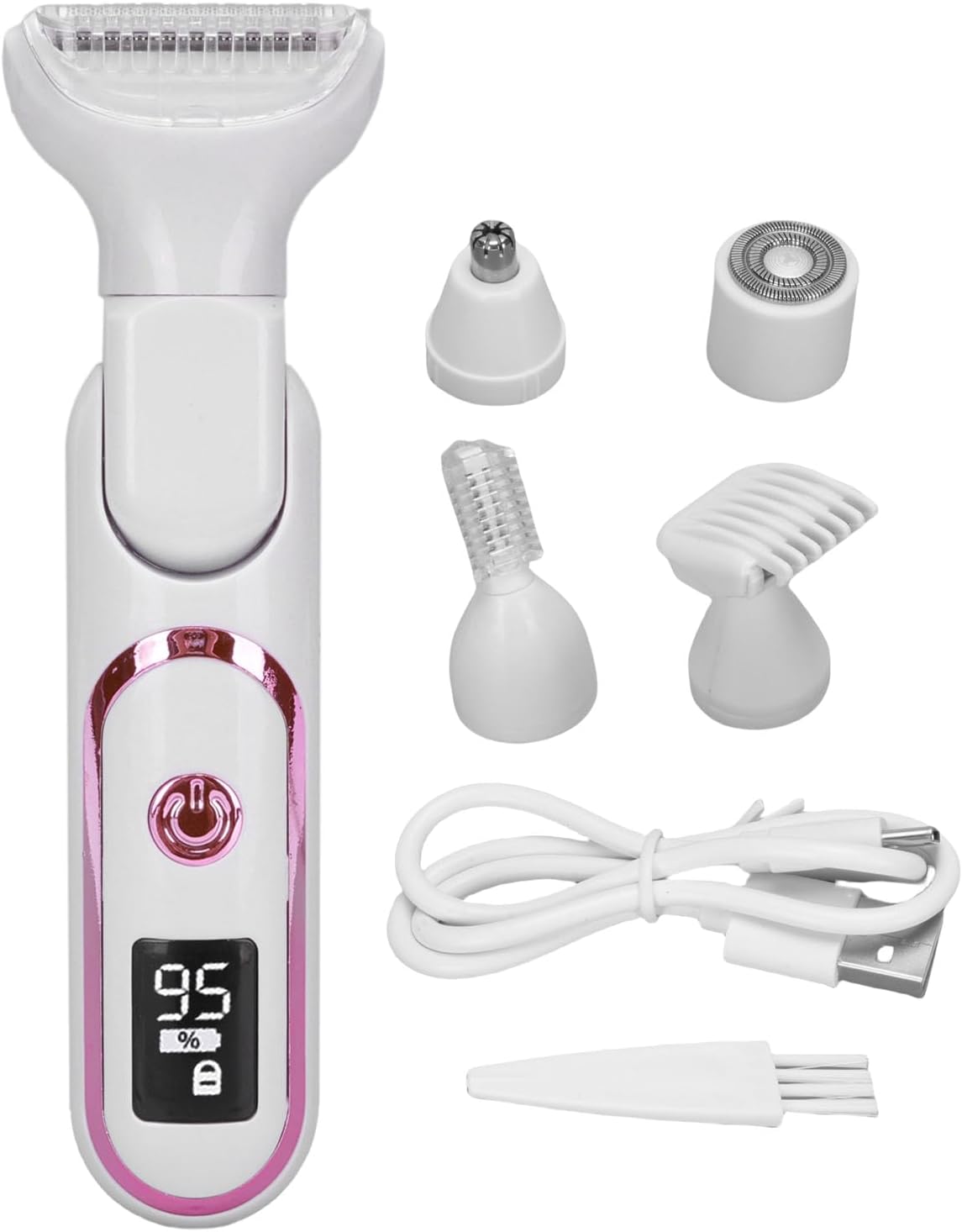 TARSHYRY 5 in 1 Bikini Trimmer for Women, Wet Dry Electric Razors for Shaving, Cordless Rechargeable Pubic Hair Trimmer with Replaceable Heads LED Display for Arms Legs Underarms