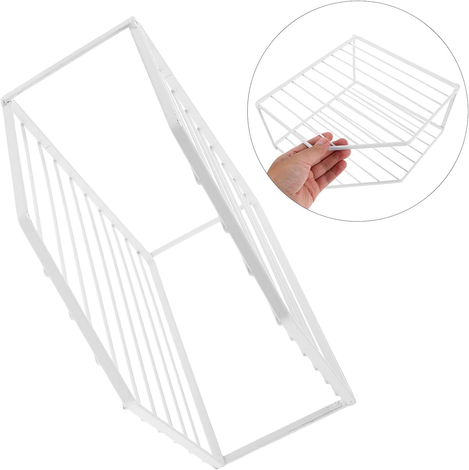Corner Saucepan Stand Double Layer Iron Kitchen Shelf Organizer White | Cabinet Corner Storage Shelf, Wire Shelf Organizer for Spice and Dish Items, Modern Classic Style
