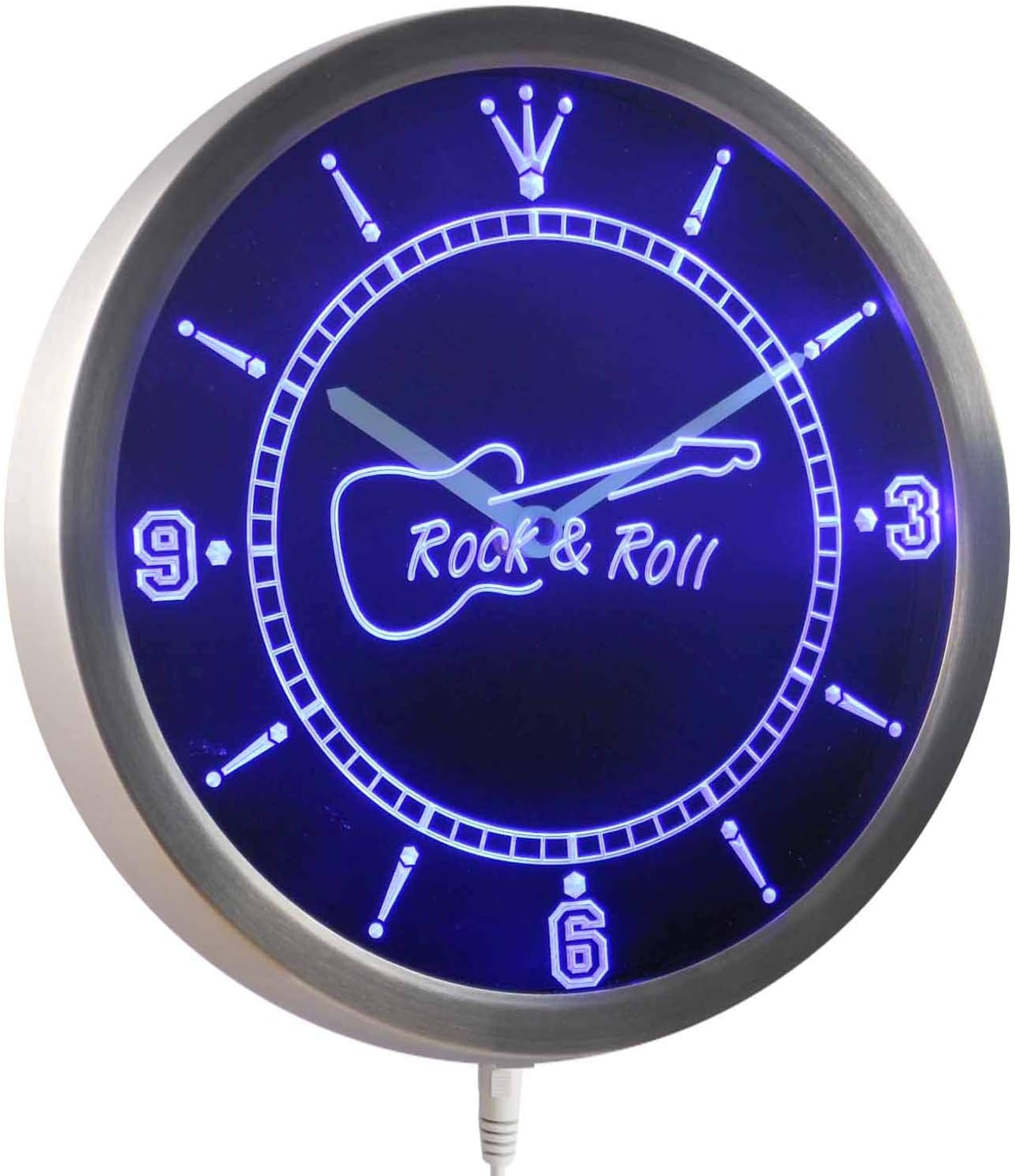 ADVPRO nc0296-b Rock and Roll Guitar Music Neon Sign LED Wall Clock