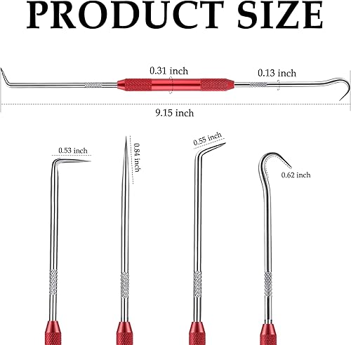 Miniatura 2 de Juego de 2 herramientas de gancho y púas de acero al carbono, juego de púas y ganchos de doble extremo, accesorios de desmontaje auxiliares, juego
