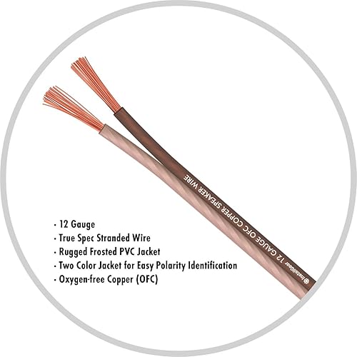 Miniatura 3 de InstallGear Cable de altavoz de calibre 12 30 pies - Cable de altavoz marrón de 12 AWG 999  Cobre sin oxígeno - Especificaciones reales y cable