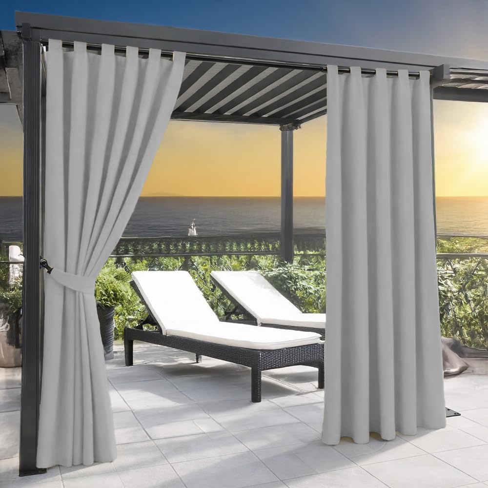 Home Tresor Set 6 Pannelli Tenda per Gazebo 160 x 270 cm da Esterno Impermeabile Antivento con Passanti e Bottoni, Oscurante e Lavabile – Idrorepellente per Pergolato Balcone Giardino - Grigio