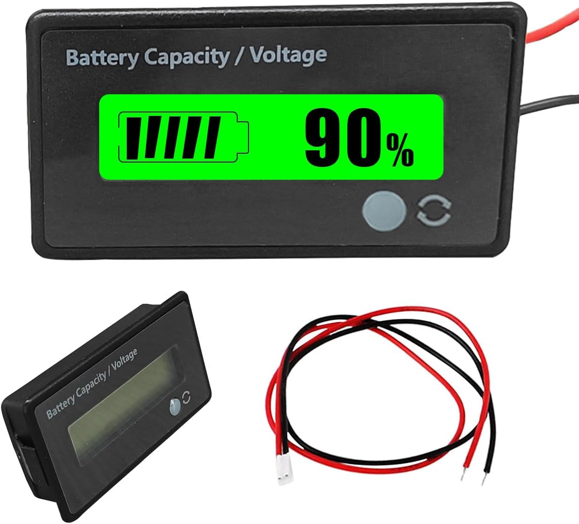 12V 24V 36V 48V Car Battery Meter, Lead-Acid Lithium-ion Battery Capacity Voltage Meter with Alarm, Battery Indicator with LCD Display, Voltmeter Tester Gauge Monitor for Golf Cart, Car (Green)