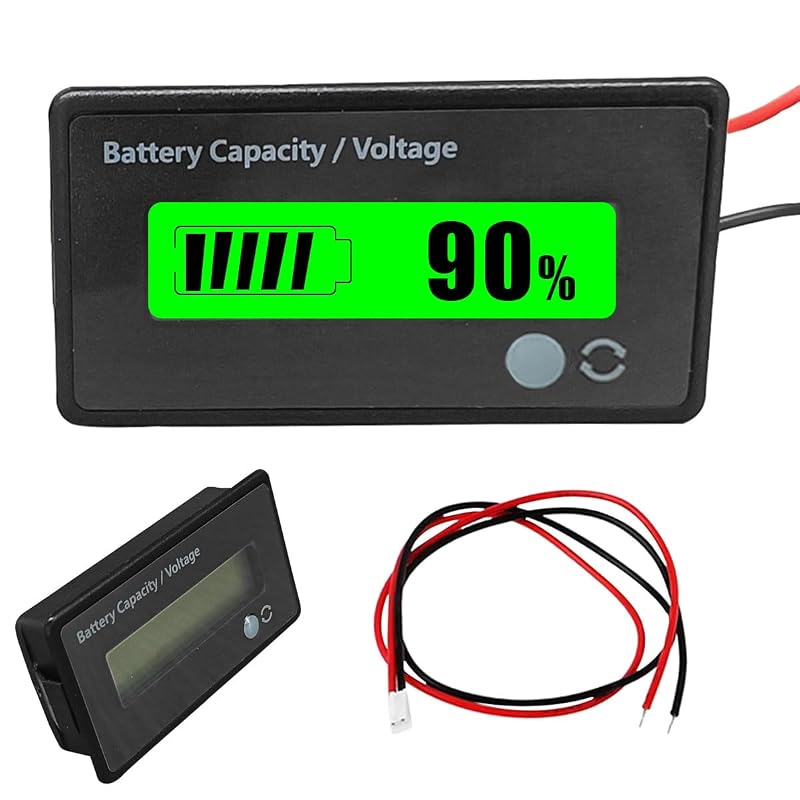Medidor Digital de Capacidade e Tensão de Bateria BDZMC 12 V a 72 V com Display LCD e Alarme, Verde