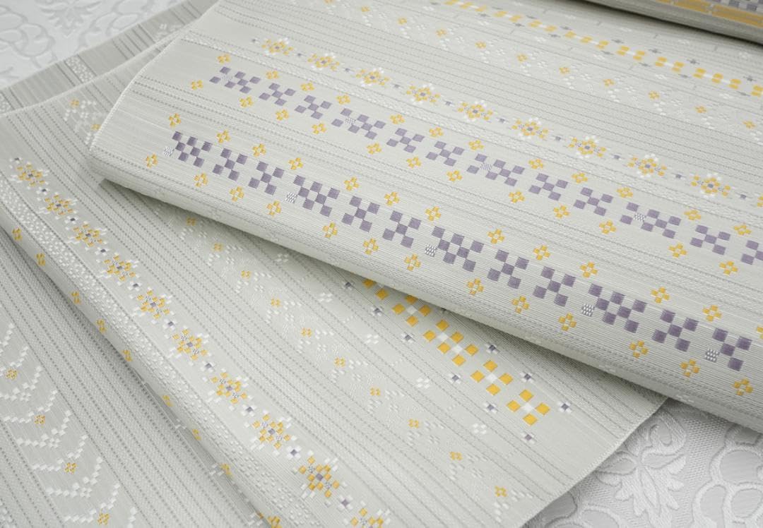 新品未仕立 博多帯 協和織 八寸名古屋帯 花織柄② グレー地 仕立込