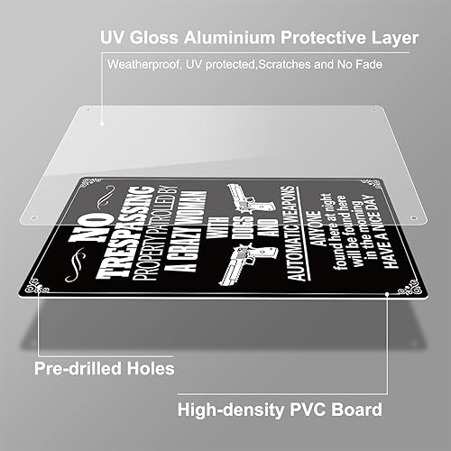 Miniatura 6 de WaaHome Señales divertidas de "No Trespassing Sign", letrero de advertencia de seguridad y privacidad de 7.8 x 11.8 pulgadas