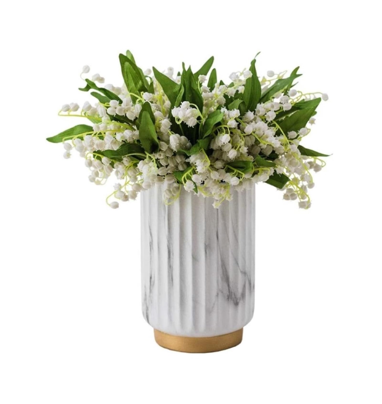 FENBNMK Blumen Gefälschte Blume Künstliche Pflanze Seide Blumenstrauß Vase Set Frühling Convallariae Blume Home Hotel Party Dekoration Hochzeit Deko