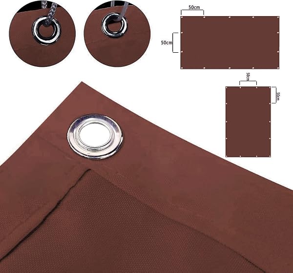 Balkonbespannung reißfest 1.2x2.4M Sonnenschutz | Wetterschutz | Wasserabweisend Windschutz Wasserabweisend Schattiernetz inkl Befestigungsseile Für Garten Terrasse Camping, Braun, 22073 - 3