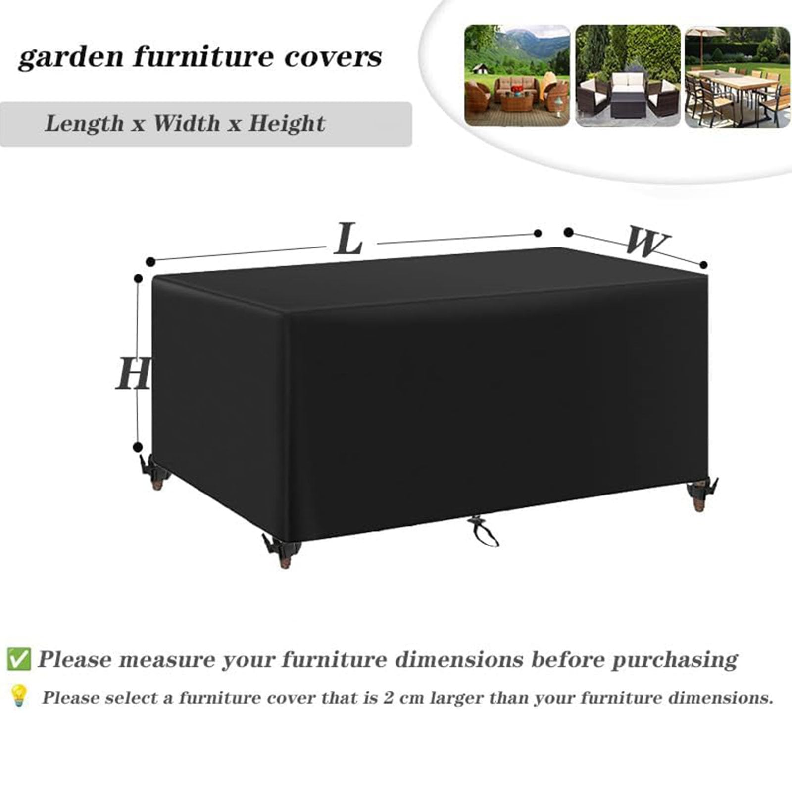 Gartentisch Schutzhülle 300x280x75cm Abdeckung für Gartenmöbel mit Wasserdicht Winddicht Anti UV mit 600D Oxford für Gartentisch Gewebe Schwarz Abdeckplane Gartenmöbel Schutzhülle