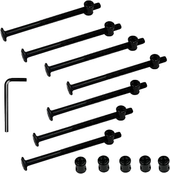 Socell M6x100mm 15pcs Bunk Bed Bolts,Hex Drive Socket Cap Furniture Barrel Screws Bolt Nuts Assortment Kit for Furniture Cots Beds Crib Hardware Screws Crib and Chair with WrenchBlack