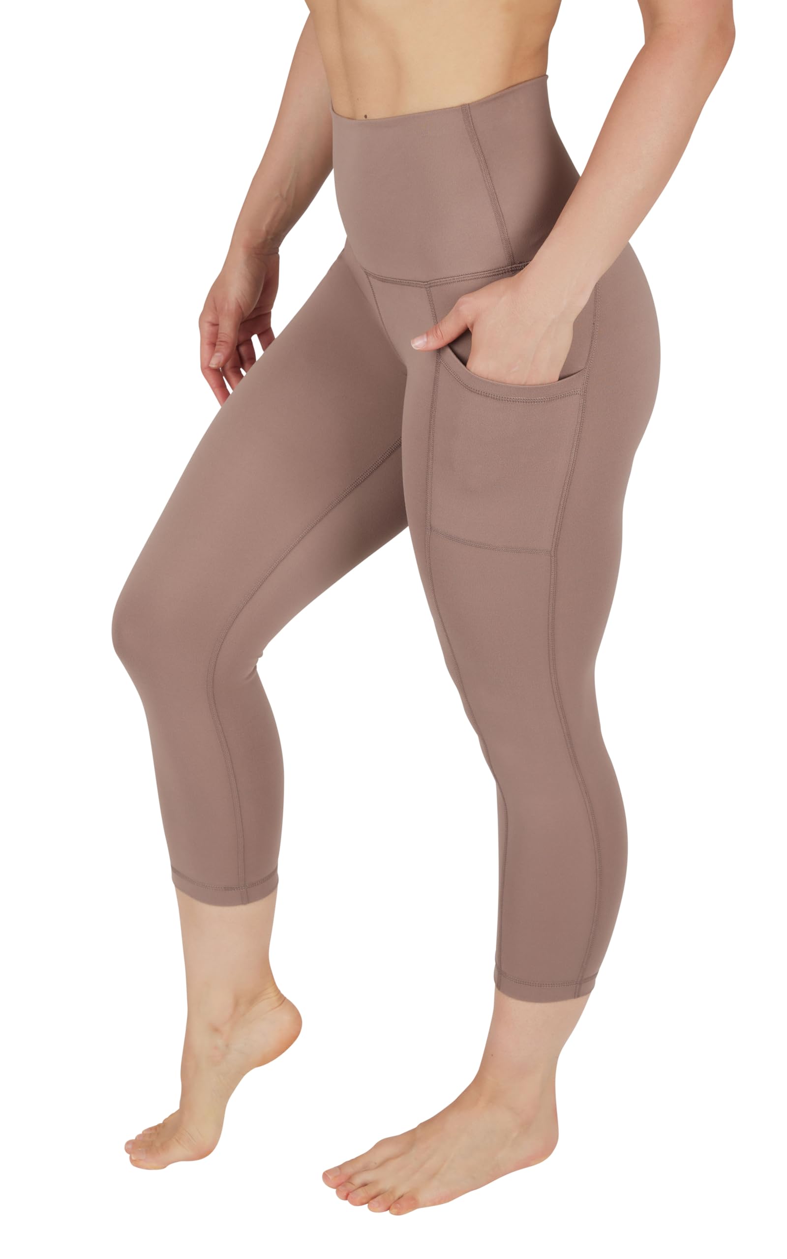 Yogalicious High Waist Squat Proof Yoga Capri Leggings with Side Pockets for Women Medium Leafless Tree Lux With Pocket