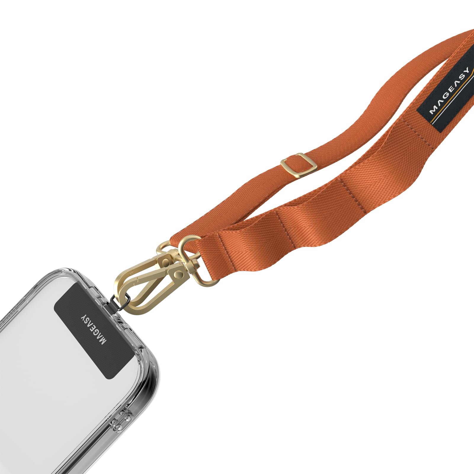 Mageasy Unisex Orange Universal Cell Phone Lanyard - Anti-Theft Crossbody Phone Strap For Iphone 16 Pro Max & Most Smartphones, For Men & Women | 20Mm (Orange)