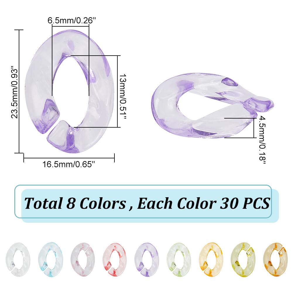 SUPERFINDINGS 700Pcs 7 Colori Piccoli Anelli di Collegamento Acrilico Connettori A Collegamento Rapido 13x10mm Anelli di Collegamento Aperti Catene Acriliche Fatte A Mano per Gioielli Fai da Te
