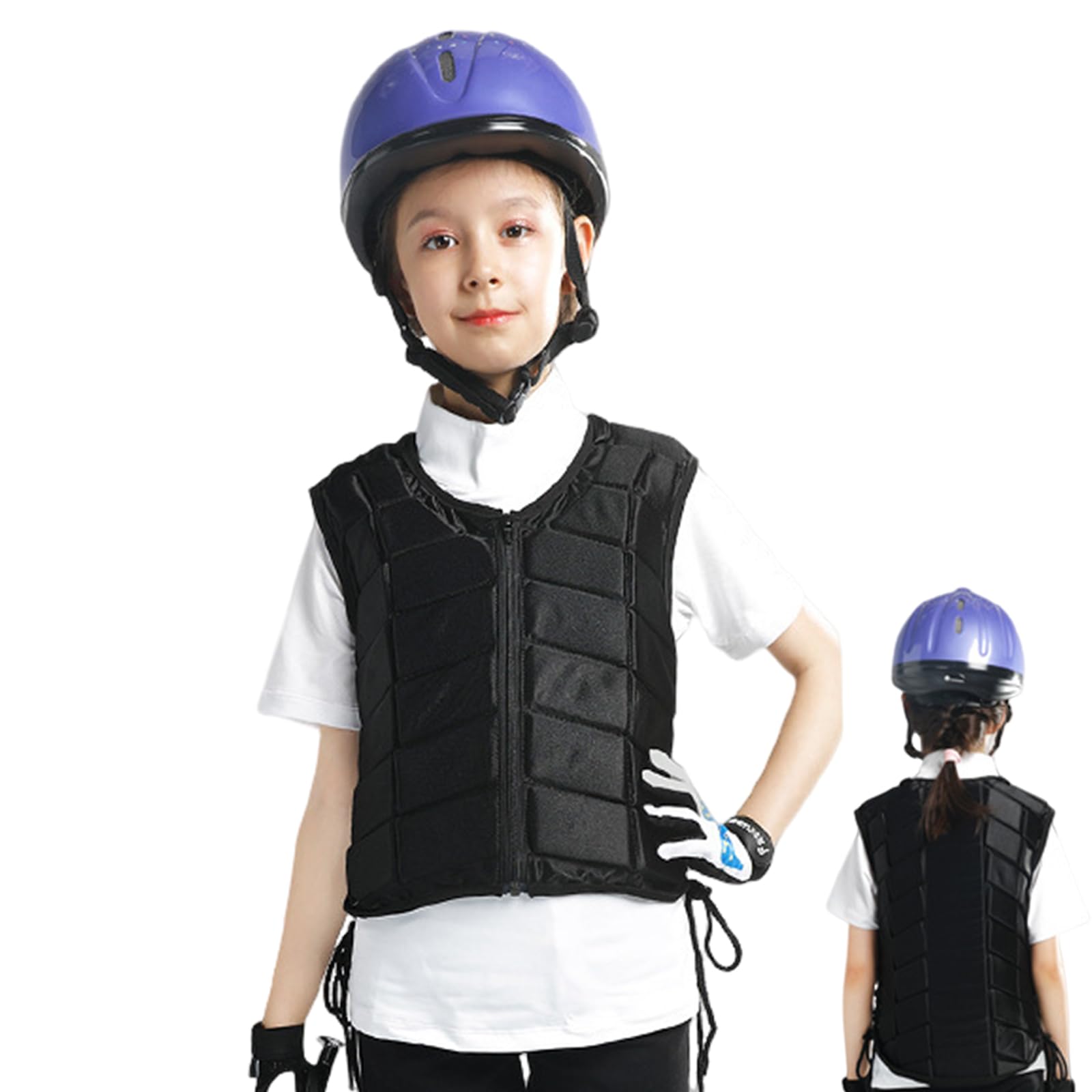 Air Vest Equestre - Gilet da equitazione di sicurezza protettivo per assorbimento degli urti, con cerniera, cinturino regolabile, morbido e traspirante, per donne, ragazzi, ragazze, bambini