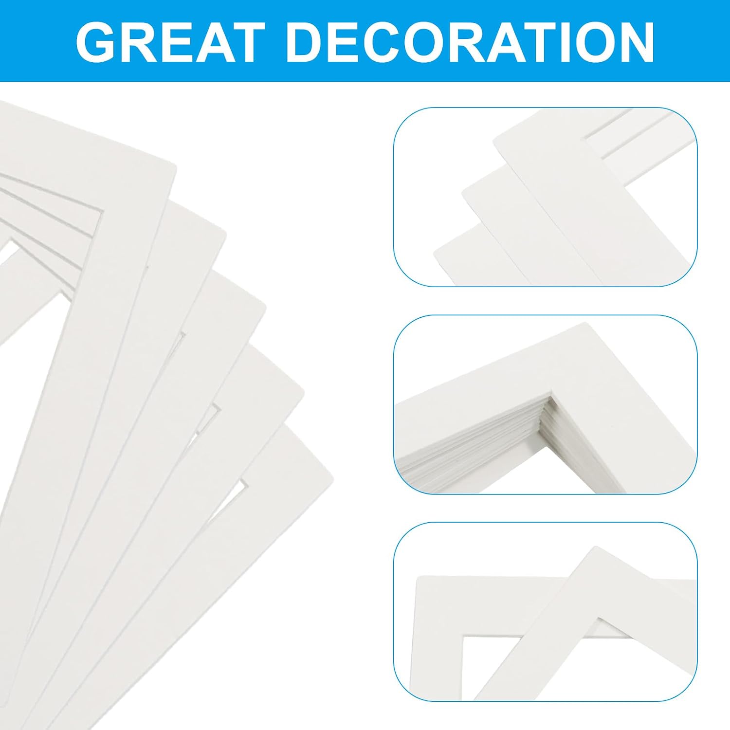 Picture Mats 15 Pcs White 4x6 Outer Size for 3x5 Photos