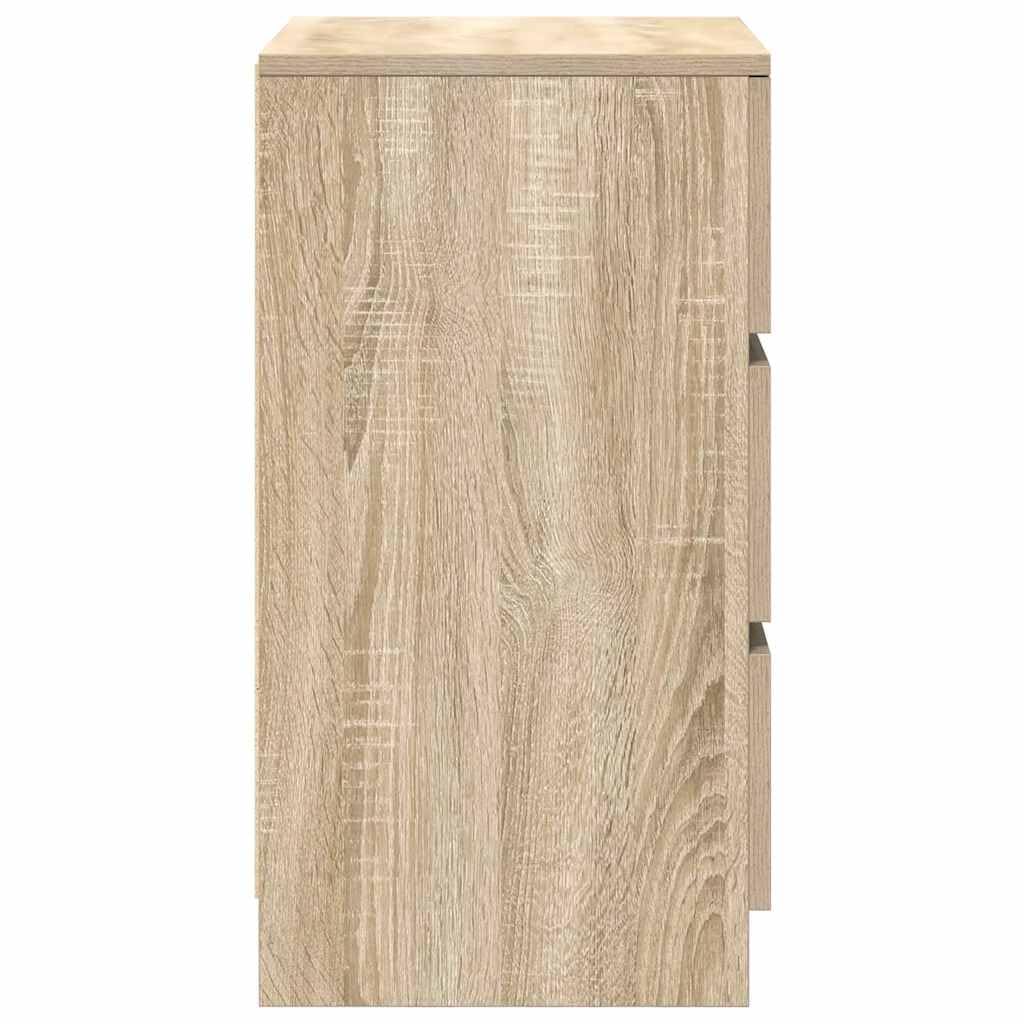 vidaXL Mesilla de Noche con 3 cajones Roble Sonoma 39x35x65 cm, mesilla de Noche, mesita Auxiliar para Dormitorio, Muebles de Dormitorio