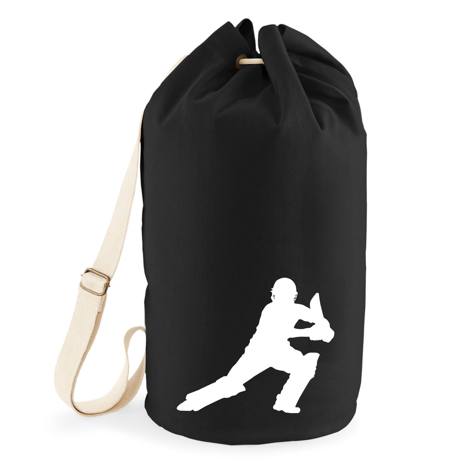 Huuraa Seesack Cricket Silhouette 20 Liter Black Baumwolle Rucksack Geschenkidee