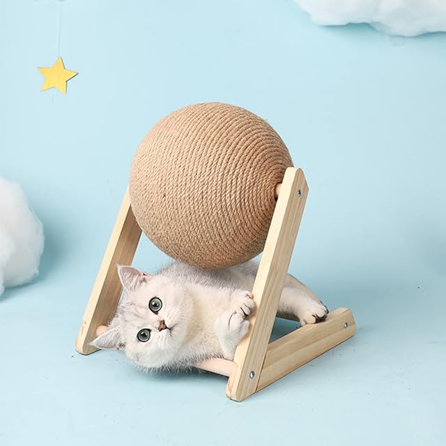 Foto 2 de 6 de Pelota rascadora para gatos - sisal para gatos interior, bola rascadora sisal natural para gatos pequeños…