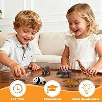 Vista 5 de Figuras de animales de safari, figuras realistas de animales salvajes del zoológico, juego de animales africanos de la selva de plástico para niños