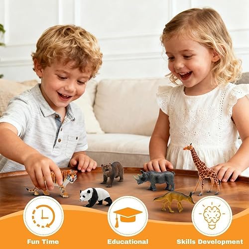 Miniatura 5 de Figuras de animales de safari, figuras realistas de animales salvajes del zoológico, juego de animales africanos de la selva de plástico para niños