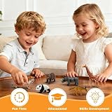 Safari Animals Figures Toys, Realistic Wild Zoo Animal Figurines, Plastic African Jungle Animals Playset for Kids Toddlers, 21Pcs Safari Toys Birthday Gifts for Boys Girls