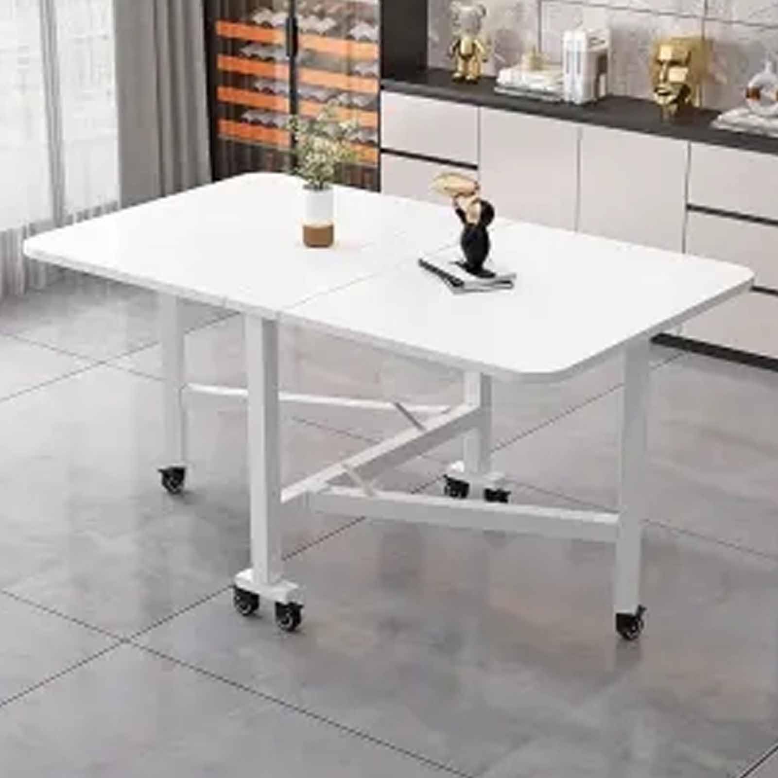 Wysuwany nowoczesny składany stół jadalny z kółkami oszczędzający miejsce składany stół kuchenny na spotkania i spotkania 120 x 70 cm (47,2 x 27,6 cala) - kolor 6