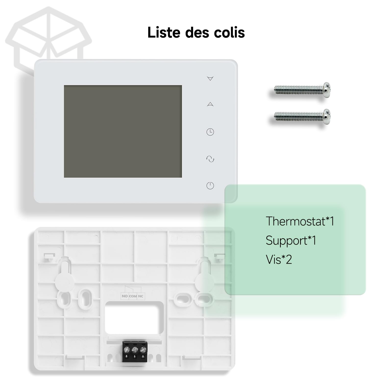 Beok Thermostat Chaudiere Gaz 2 Fils à Piles,Thermostat Mural, Thermostats Programmable Filaire,Thermostats d'ambiance,Alimentation par Piles 2 AA,Aucune Fonction WiFi,Pile Non Incluse
