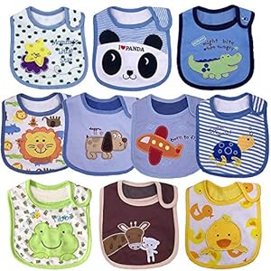 Yafane Baby Lätzchen Wasserdicht 10er Babylätzchen Weich aus Baumwolle mit Klettverschluss für Baby Jungen Kleinkinder