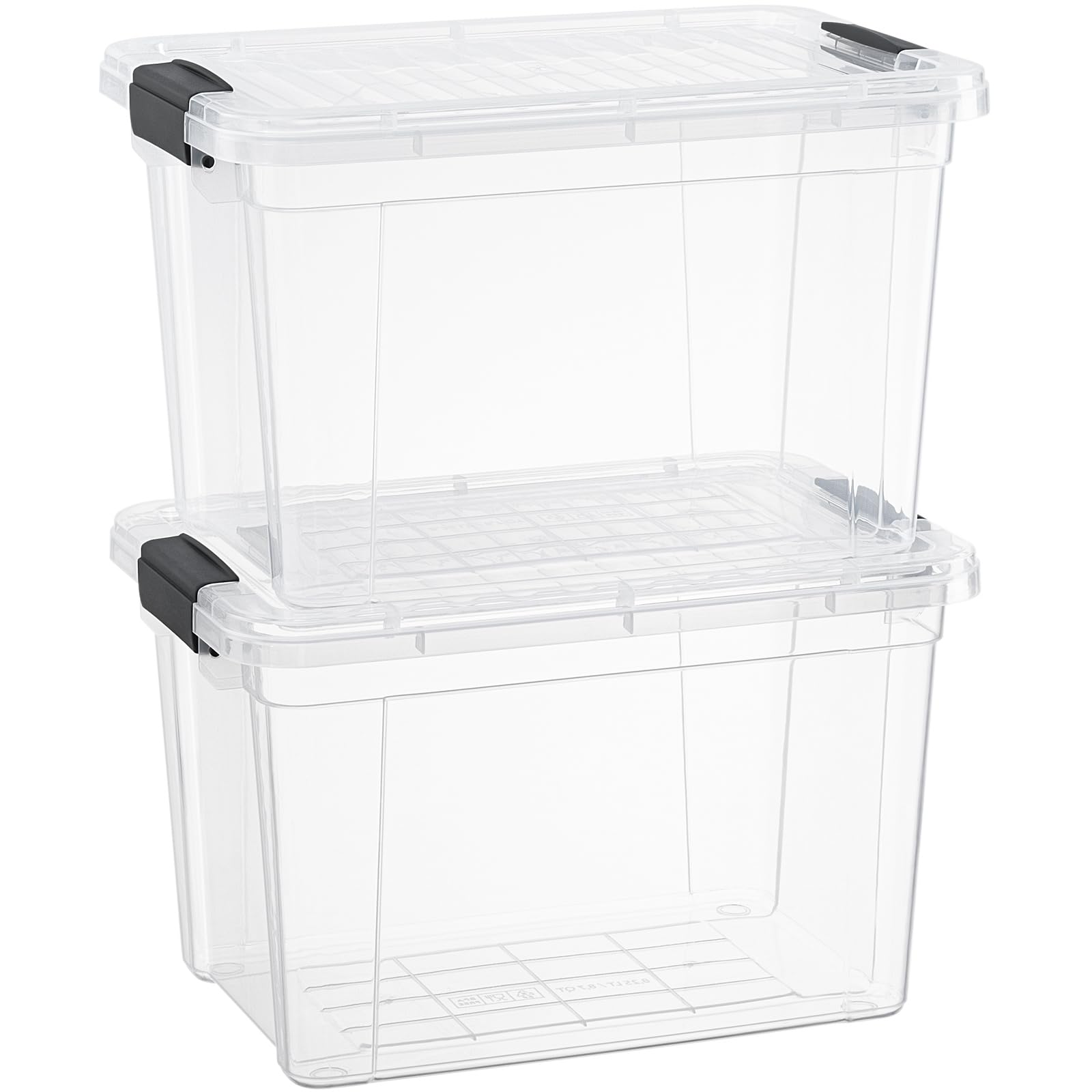 Superio 12 Qt transparente Kunststoff-Aufbewahrungskörbe mit Deckel und Verriegelungen, Organisationsbehälter, stapelbare Kunststoff-Tragetasche für Haushalt, Garage, Handwerk und Zubehör, 2 Stück