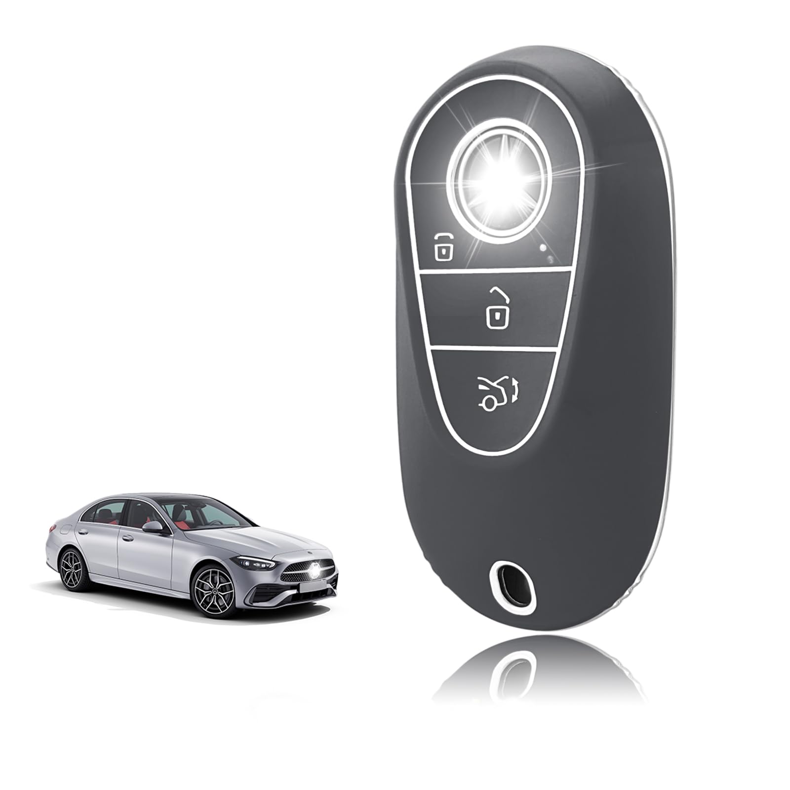 Custodia Portachiavi In Pelle Per Mercedes Classe C E S (W223 W206 C260 C300 S500) - Protezione Antigraffio